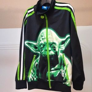 Adidas YODA STAR WARS Track Jacket Boys X-Small Black Neon Lime Green